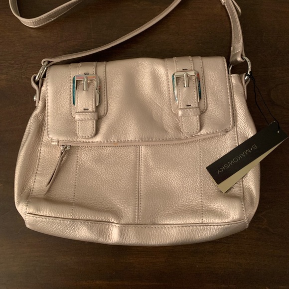 b. makowsky Handbags - NWT B. Makowsky Leather Metallic Bag
